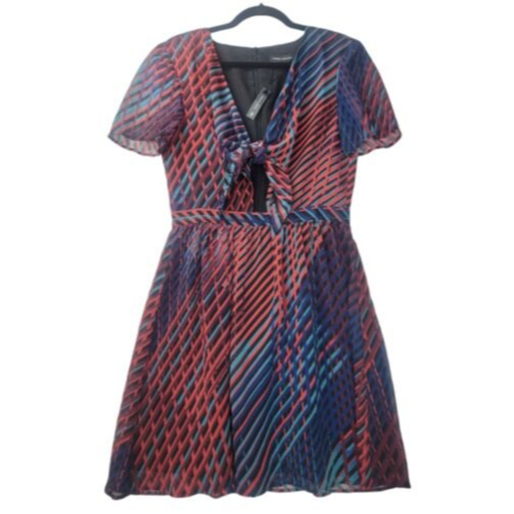 Open Front Tie Dress Geometric Sz M